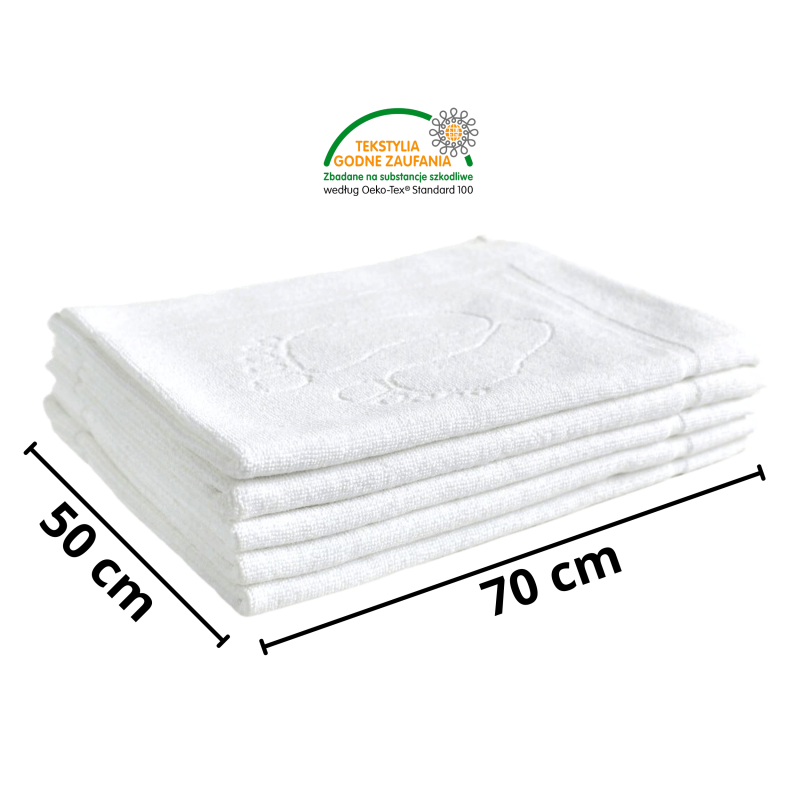 Hotelowy Dywanik Łazienkowy 50cm x 70cm 100% Bawełna Biały 650g/m2