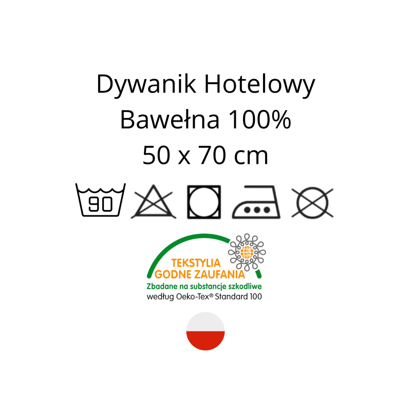 Dywanik Hotelowy "Stópka" 50cm x 70cm Biały Łazienkowy 100% Bawełna 650g/m2
