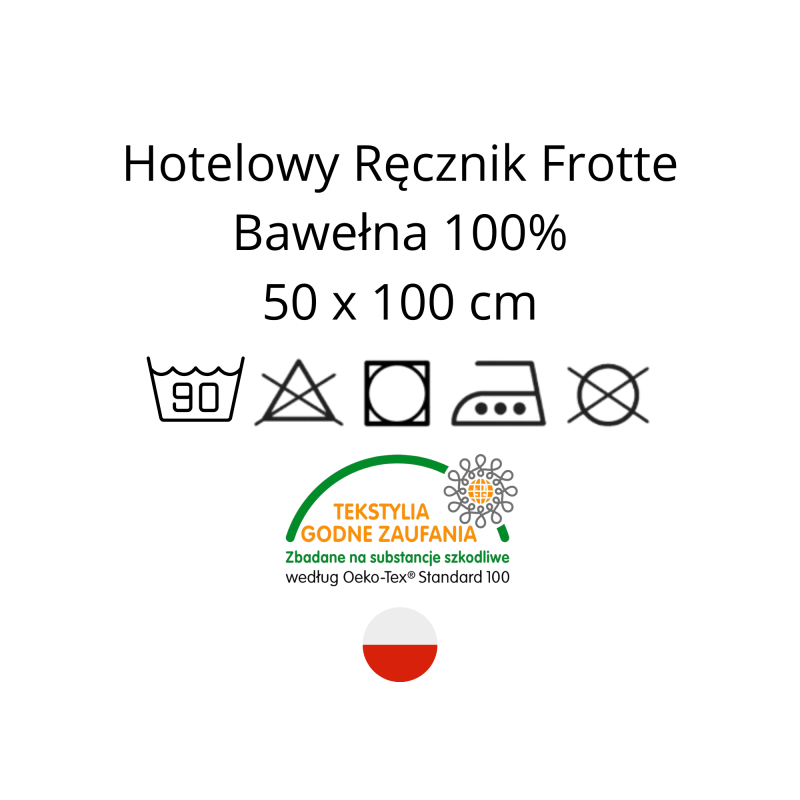 Ręcznik Hotelowy 50cm x 100cm Biały Kąpielowy 100% Bawełna 500g/m2