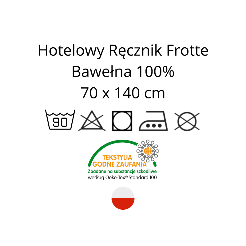 Ręcznik Hotelowy 70cm x 140cm Biały Kąpielowy 100% Bawełna 500g/m2