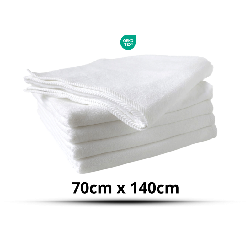 Hotelowy Ręcznik Kąpielowy 70cm x 140cm Biały 100% Bawełna 500g/m2