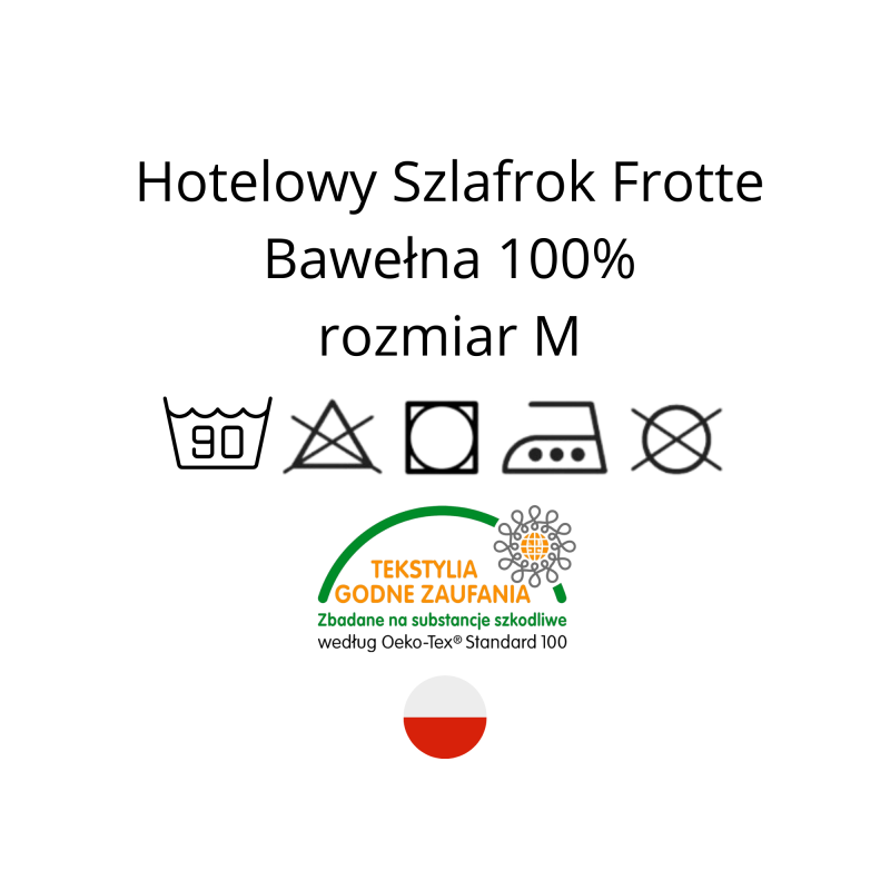 Szlafrok Biały Hotelowy Frotte 100% Bawełna z Kieszeniami Rozmiar M