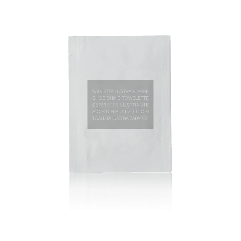 Hotelowy czyścik do butów - chusteczka nawilżana do czyszczenia obuwia saszetka Neutral