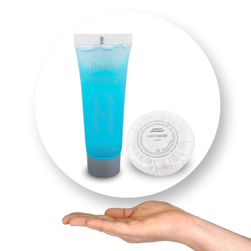 Kosmetyki Hotelowe Zestaw Szampon/Żel 2w1 30ml + Mydełko 15g 200 sztuk Fresh Feeling