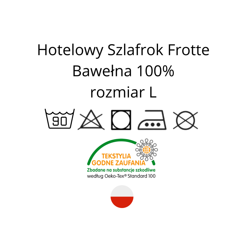 Szlafrok Biały Hotelowy Frotte 100% Bawełna z Kieszeniami Rozmiar L