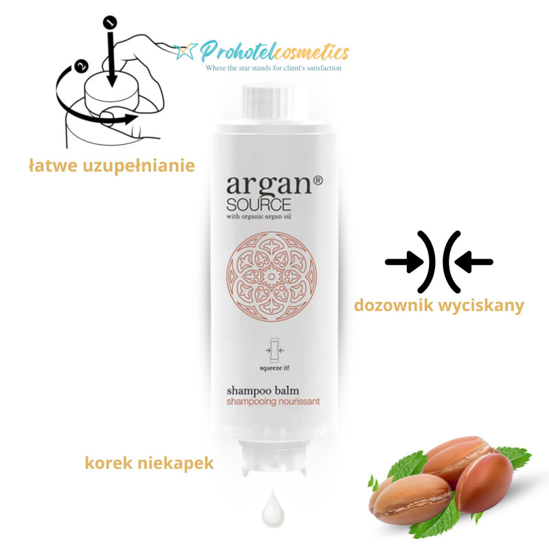 Szampon do włosów 320ml dozownik wyciskany ARGAN SOURCE z olejkiem arganowym