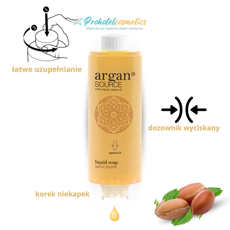 Argan Source / OLIVA biały uchwyt na dozownik hotelowy wyciskany 320ml