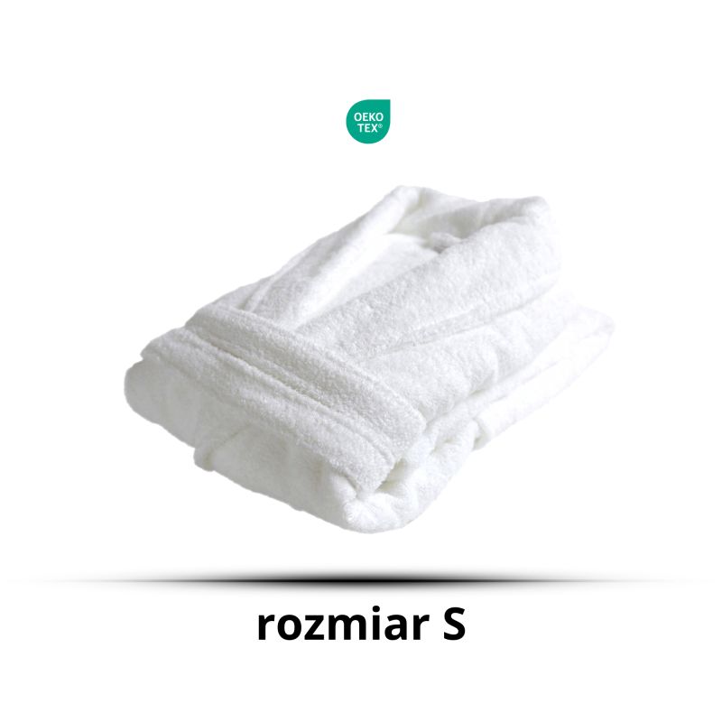 Szlafrok Biały Hotelowy Frotte 100% Bawełna z Kieszeniami Rozmiar S