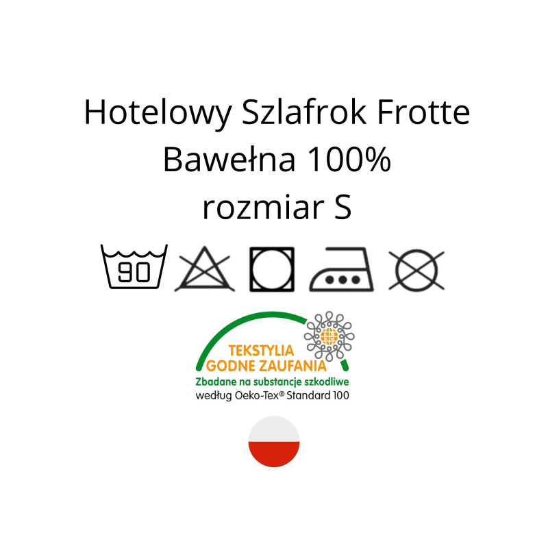 Szlafrok Biały Hotelowy Frotte 100% Bawełna z Kieszeniami Rozmiar S