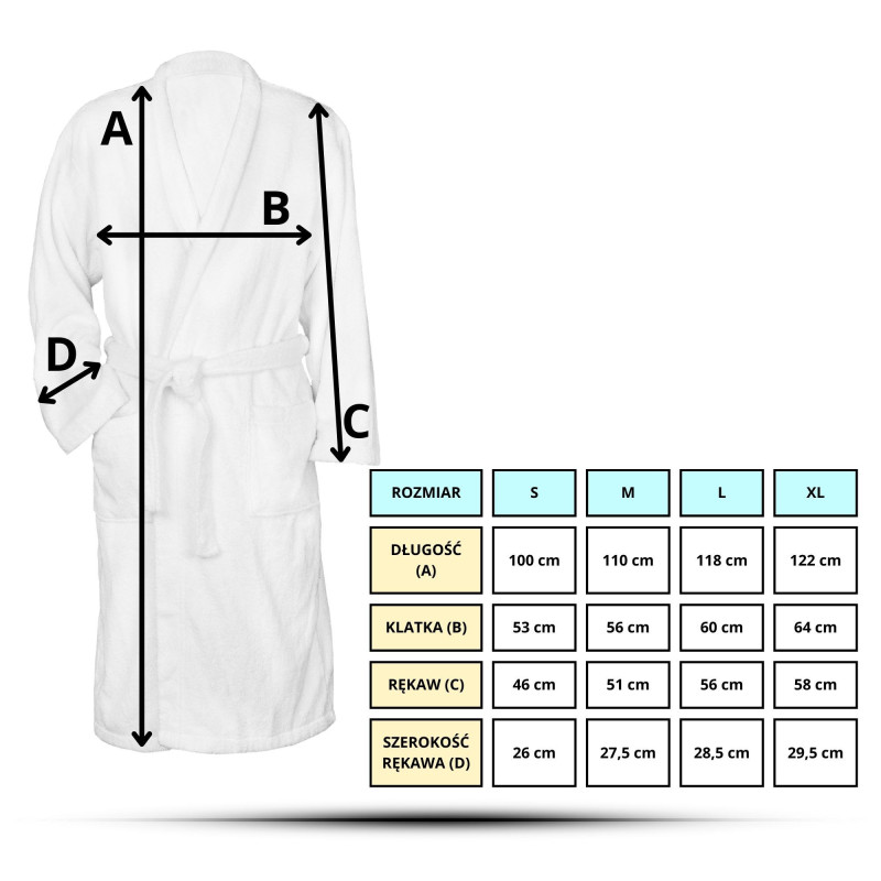 Szlafrok Biały Hotelowy Frotte 100% Bawełna z Kieszeniami Rozmiar L