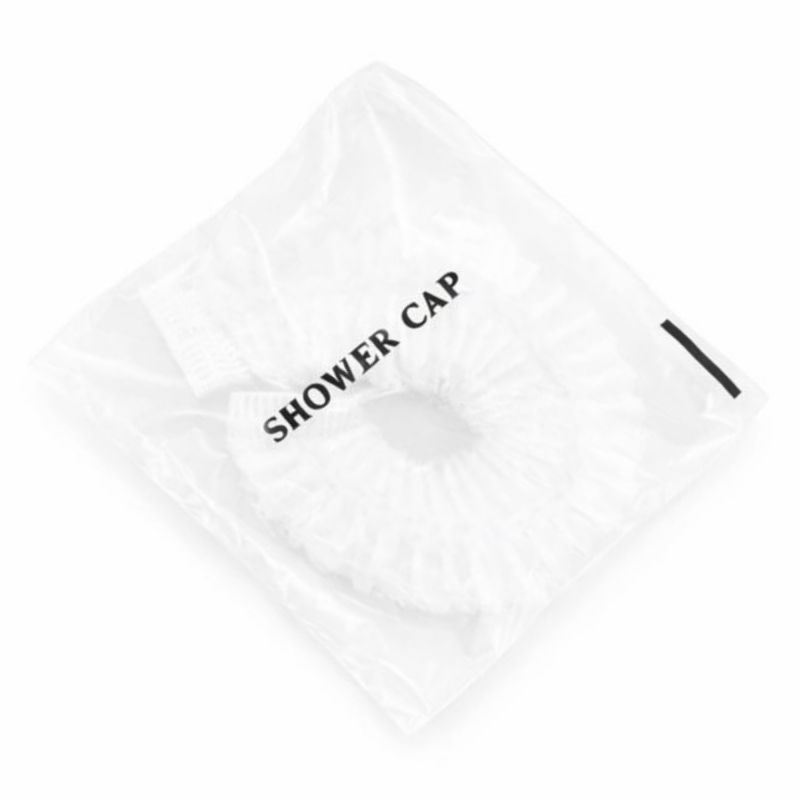 Hotelowy czepek kąpielowy w przezroczystej folii - Jednorazowy czepek pod prysznic
