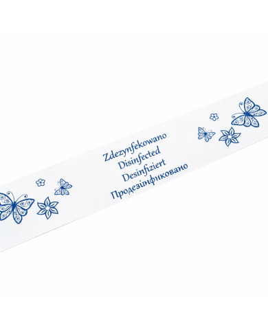 "Zdezynfekowano" Hotelowa opaska toaletowa - pasek na sedes 500 sztuk