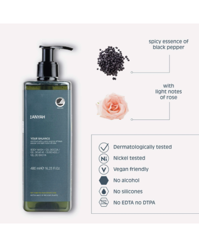 Hotelowy żel pod prysznic 480ml ANYAH "Nordic Swan ECOLABEL"