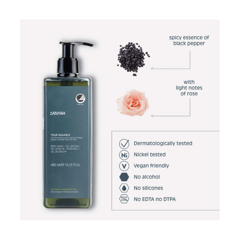 Hotelowy żel pod prysznic 480ml ANYAH "Nordic Swan ECOLABEL"