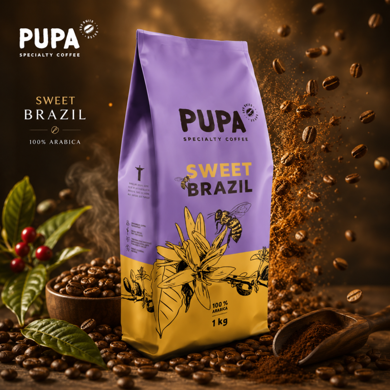 Kawa Ziarnista PUPA Brazylia Mogiana 1000g Sweet Brazil 100% Arabica
