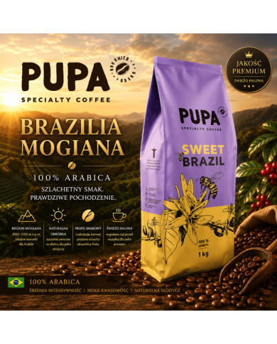 Kawa Ziarnista PUPA Brazylia Mogiana 1000g Sweet Brazil 100% Arabica