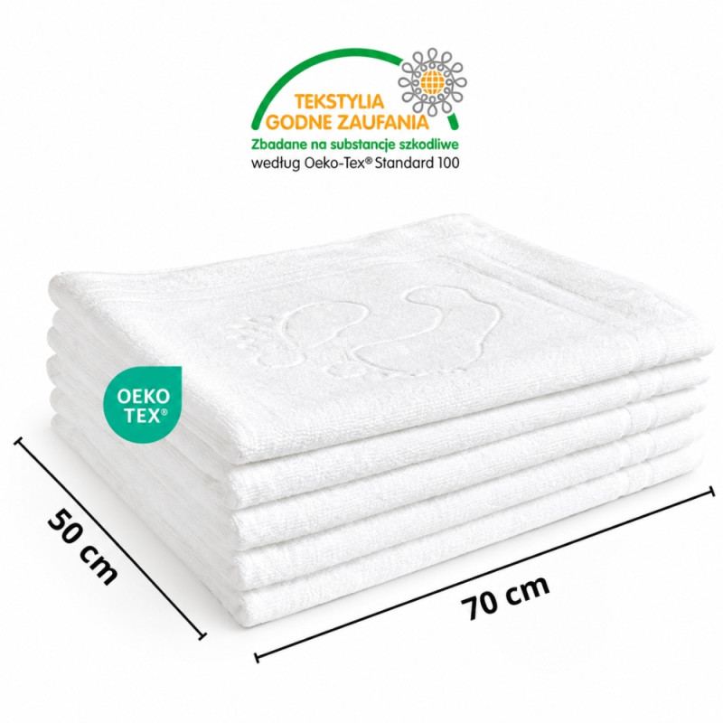 Dywanik Hotelowy "Stópka" 50cm x 70cm Biały Łazienkowy 100% Bawełna 650g/m2