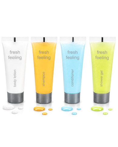 Kosmetyki Hotelowe Zestaw Żel 30ml + Szampon 30ml + Odżywka 30ml + Balsam 30ml 200 sztuk Fresh Feeling