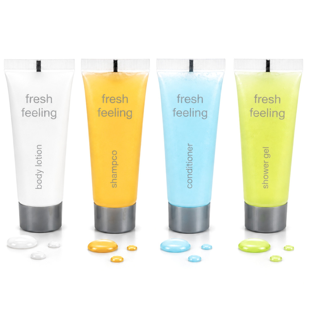 Kosmetyki Hotelowe Zestaw Żel 30ml + Szampon 30ml + Odżywka 30ml + Balsam 30ml 200 sztuk Fresh Feeling
