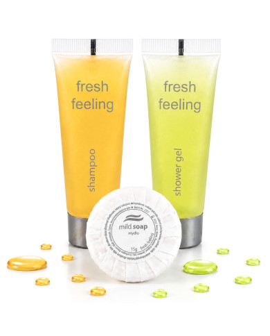 Kosmetyki Hotelowe Żel 30ml + Szampon 30ml + Mydełko 15g Zestaw 300 sztuk Fresh Feeling