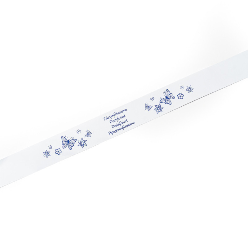 "Zdezynfekowano" Hotelowa opaska toaletowa - pasek na sedes 500 sztuk