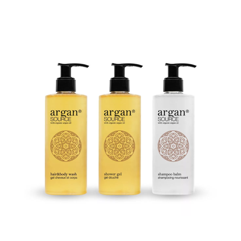 Hotelowy Szampon i żel 2w1 300ml ARGAN SOURCE - Kosmetyk hotelowy z dodatkiem olejku arganowego